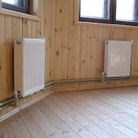 Stoomverwarming in een woonhuis en in een landhuis op basis van een kachel of ketel