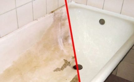 Bad voor en na restauratie
