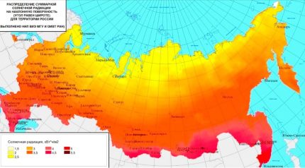 Mapa ng intensity ng solar radiation