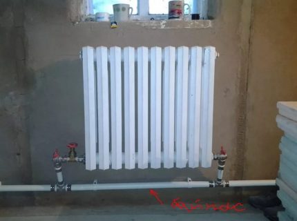 Horizontale radiatoromleiding