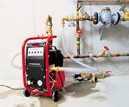 Hydrodynamic flushing method of the heating system