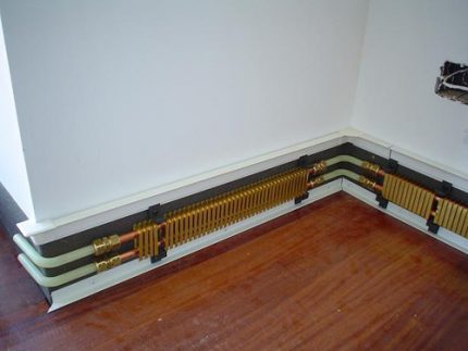 Het interieur van de warme plint