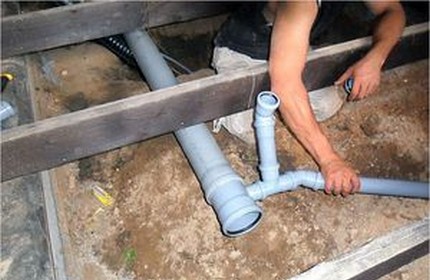 Combination of pipes of different calibers