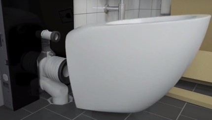 Bevestiging van een vloertoilet aan de installatie