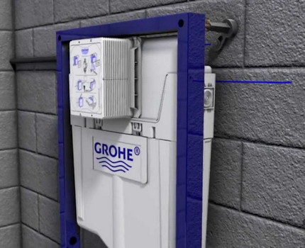 Installatie onder het toilet van het bedrijf