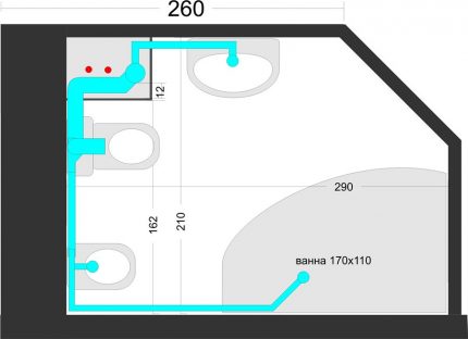 Layout ng pag-install ng Bidet