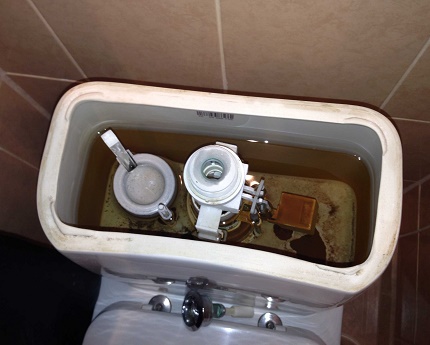 Sédiments dans la cuvette des toilettes