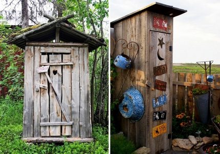 Oude houten toilet