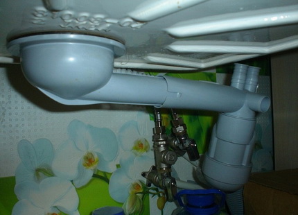 Sifon zinkt boven de wasmachine