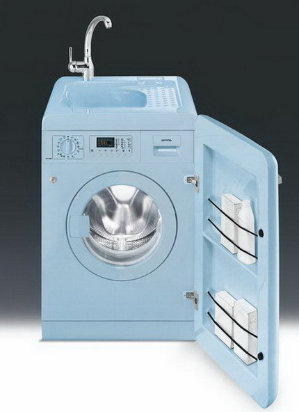 De gootsteen boven de wasmachine monteren