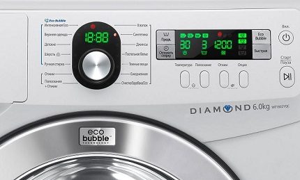 Ang display ng washing machine