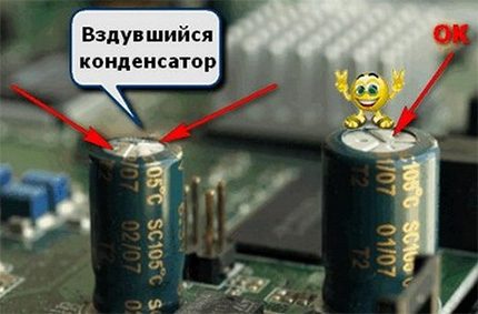 Swollen capacitor on board