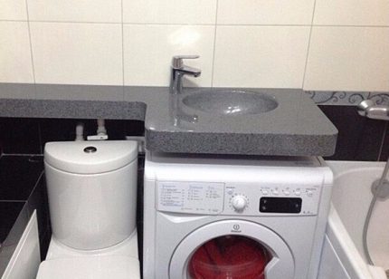 Washing machine under the hinged sink