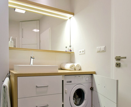 Aanrecht gootsteen over de wasmachine