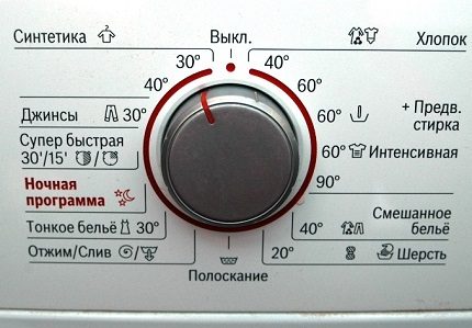 Werkingsmodi van de wasmachine