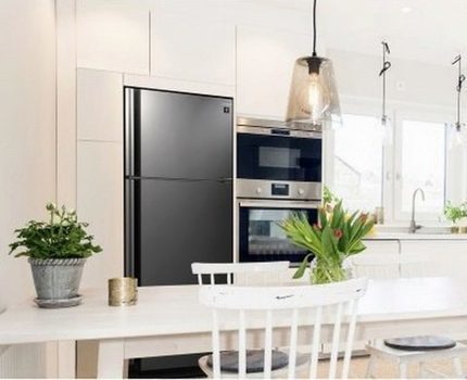 Sharp fridge in the kitchen