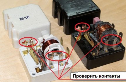 Start-up relay contacts