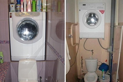 Op de vloer gemonteerd model boven het toilet