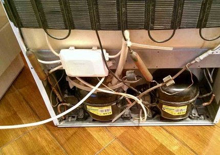 The location of the compressor in the refrigerator