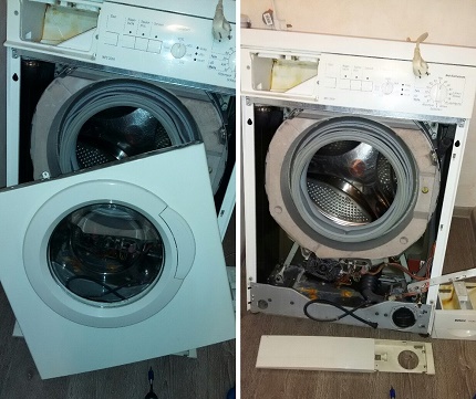 Demontage van de wasmachinebehuizing voor reiniging