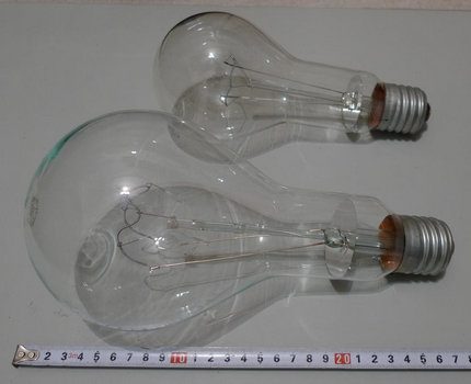 Gloeilampen van verschillende afmetingen