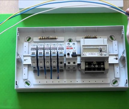 Schakelbord met automaten en een meter