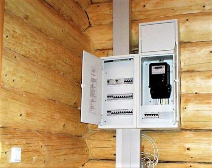 Installatie van een elektrisch paneel in een houten huis