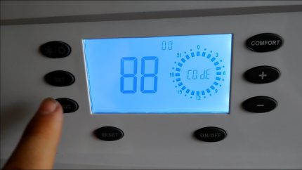 Servicemenu van een gasketel