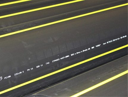 Markering op PE-buis voor gas