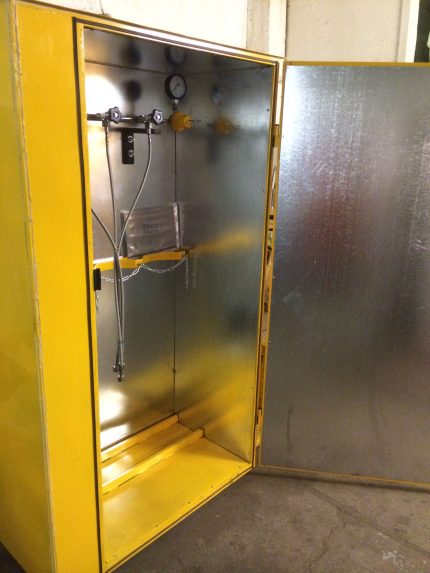 Algemeen beeld van de kast voor gasflessen