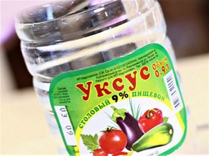 Bottle of table vinegar