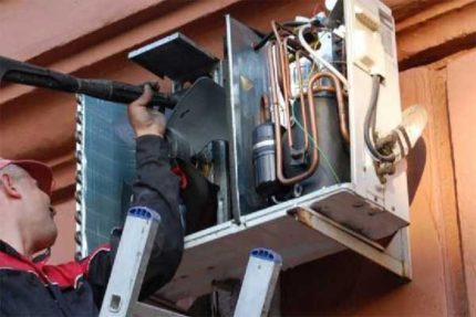 Checking the condition of the air conditioner outdoor unit