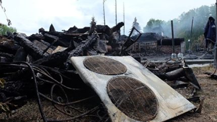 The air conditioner caught fire